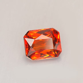 Granate espesartita naranja natural de 1,40 ct, corte esmeralda, VVS-VS
