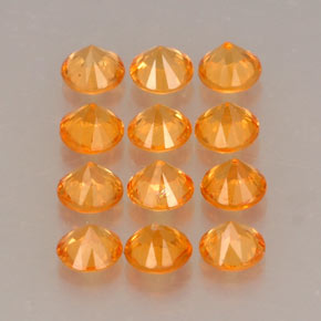 Gemas de Hilo de espesartita Naranja natural de  ct, Corte Redondo, VVS