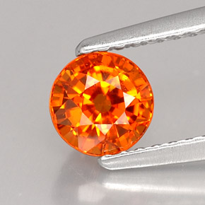 Granate espesartita naranja natural de 1,07 ct, corte redondo, VS