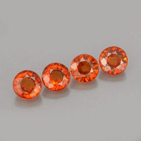 Gemas de granate espesartita naranja natural de  ct, corte redondo, VS