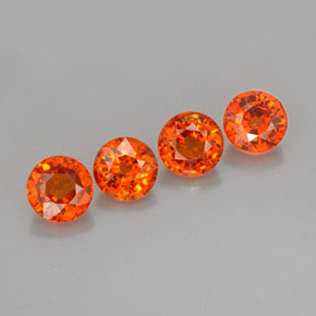 Gemas de granate espesartita naranja natural de  ct, corte redondo, VS