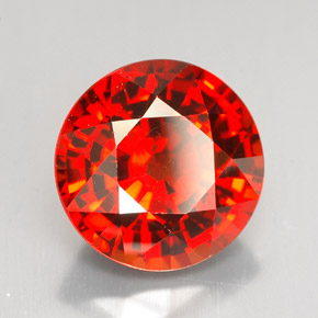 Granate espesartita naranja natural de 8,88 ct, corte redondo, VS-SI