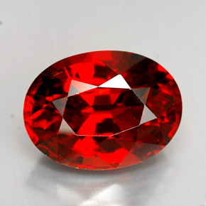 Granate espesartita rojo natural de 9,65 ct, corte óvalo, VS