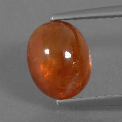 Granate espesartita naranja natural de 3,19 ct, corte óvalo, translúcido