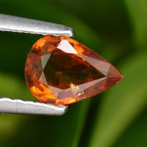 Granate espesartita naranja natural de 0,77 ct, en forma de pera, VS-SI