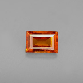 Granate espesartita naranja natural de 0,77 ct, baguette, VS