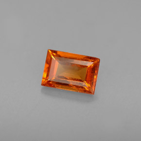 Granate espesartita naranja natural de 0,77 ct, baguette, VS