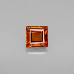 Granate espesartita naranja natural de 0,87 ct, cuadrado, VVS-VS