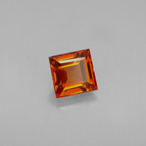 Granate espesartita naranja natural de 0,87 ct, cuadrado, VVS-VS