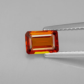 Granate espesartita naranja natural de 0,97 ct, corte esmeralda, VVS-VS