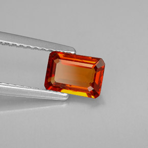 Granate espesartita naranja natural de 0,97 ct, corte esmeralda, VVS-VS