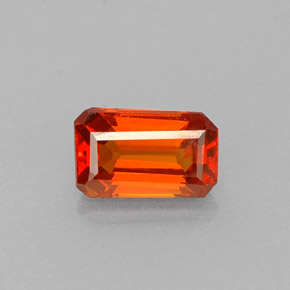 Granate espesartita naranja natural de 0,71 ct, corte esmeralda, VVS