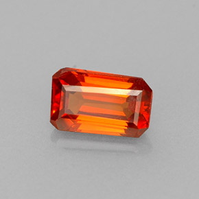 Granate espesartita naranja natural de 0,71 ct, corte esmeralda, VVS