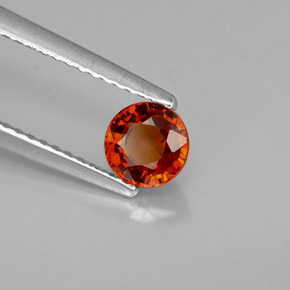 Granate espesartita naranja natural de 0,75 ct, corte redondo, VVS-VS