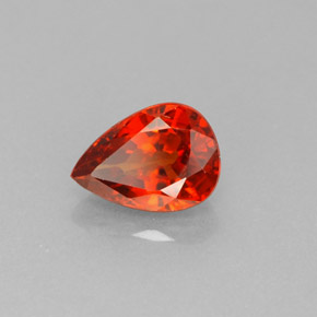 Hilo de espesartita Naranja rojizo natural de 1.10 ct, En forma de pera, VVS-VS