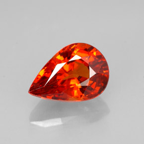 Granate espesartita naranja natural de 1,23 ct, en forma de pera, VVS-VS