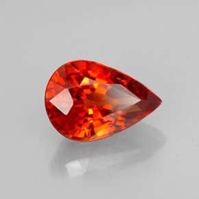 Granate espesartita naranja natural de 1,23 ct, en forma de pera, VVS-VS