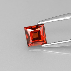 Granate espesartita naranja natural de 0,49 ct, cuadrado, VVS-VS