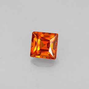Granate espesartita naranja natural de 0,36 ct, cuadrado, VVS-VS