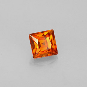 Granate espesartita naranja natural de 0,36 ct, cuadrado, VVS-VS