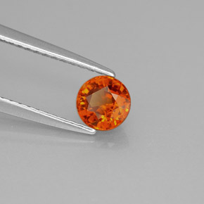 Granate espesartita naranja natural de 0,73 ct, corte redondo, VVS