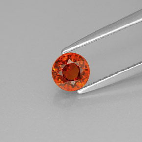 Granate espesartita naranja natural de 0,79 ct, corte redondo, VVS-VS