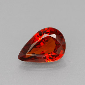 Granate espesartita rojo natural de 1,03 ct, en forma de pera, VVS-VS