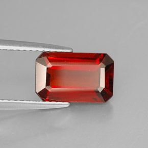 Granate espesartita naranja natural de 3,31 ct, corte esmeralda, VS