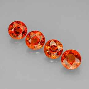 Gemas de granate espesartita naranja natural de  ct, corte redondo, VS