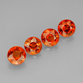 Gemas de granate espesartita naranja natural de  ct, corte redondo, VS