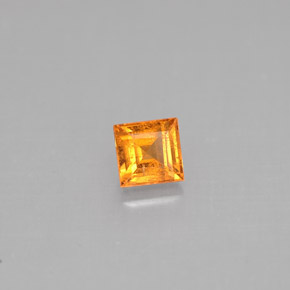 Granate espesartita naranja natural de 0,39 ct, cuadrado, VS