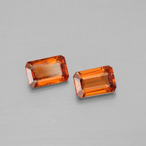 Gemas de granate espesartita naranja natural de  ct, corte esmeralda, VS-SI
