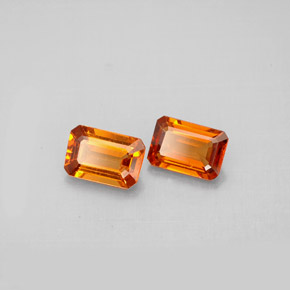 Gemas de granate espesartita naranja natural de  ct, corte esmeralda, VS