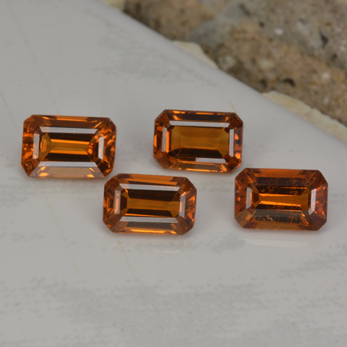 Gemas de granate espesartita naranja natural de 2,73 ct, corte esmeralda, VVS-VS