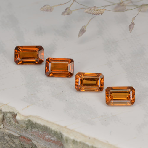 Gemas de granate espesartita naranja natural de 2,37 ct, corte esmeralda, VVS-VS