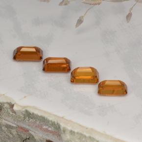 Gemas de granate espesartita naranja natural de 2,37 ct, corte esmeralda, VVS-VS