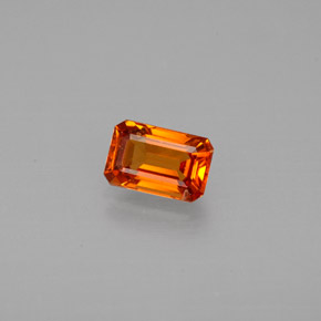 Granate espesartita naranja natural de 0,71 ct, corte esmeralda, VVS-VS