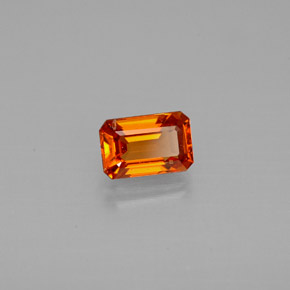 Granate espesartita naranja natural de 0,71 ct, corte esmeralda, VVS-VS