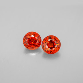 Gemas de granate espesartita naranja natural de  ct, corte redondo, VS