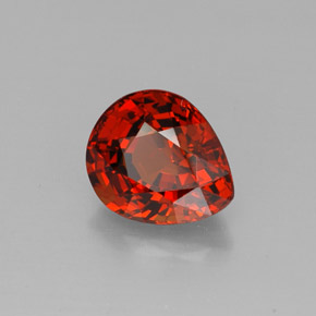 Granate espesartita naranja natural de 2,90 ct, en forma de pera, VVS