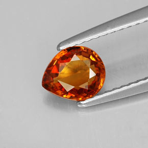 Granate espesartita naranja natural de 0,90 ct, en forma de pera, VS