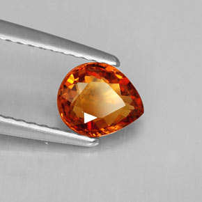 Granate espesartita naranja natural de 0,90 ct, en forma de pera, VS