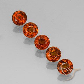 Gemas de Hilo de espesartita Naranja rojizo natural de 2.41 ct, Corte Redondo, VVS-VS