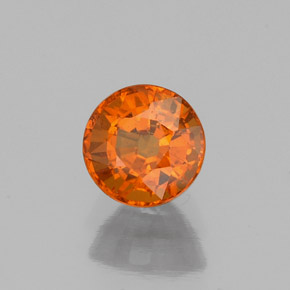 Granate espesartita naranja natural de 0,83 ct, corte redondo, VS