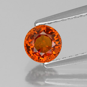 Granate espesartita naranja natural de 0,76 ct, corte redondo, VVS-VS