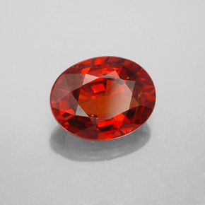 Granate espesartita rojo natural de 3,36 ct, corte óvalo, VS-SI