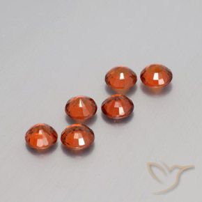 Gemas de Hilo de espesartita Ámbar naranja natural de 2.22 ct, Redondo, VS