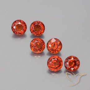 Gemas de granate espesartita rojo natural de 3,45 ct, corte redondo, VVS-VS
