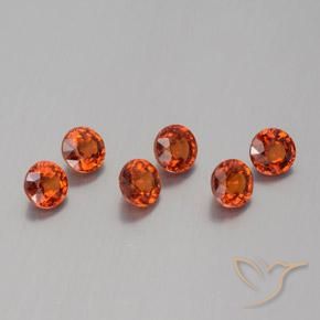 Gemas de Hilo de espesartita Ámbar naranja natural de 2.48 ct, Redondo, VVS-VS