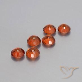 Gemas de Hilo de espesartita Ámbar naranja natural de 2.48 ct, Redondo, VVS-VS